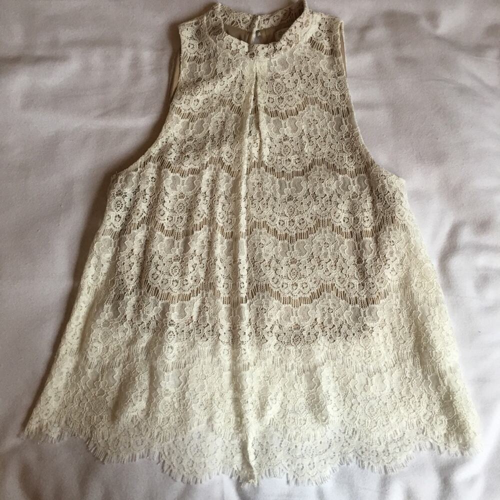 Love fire lace collared tank top blouse